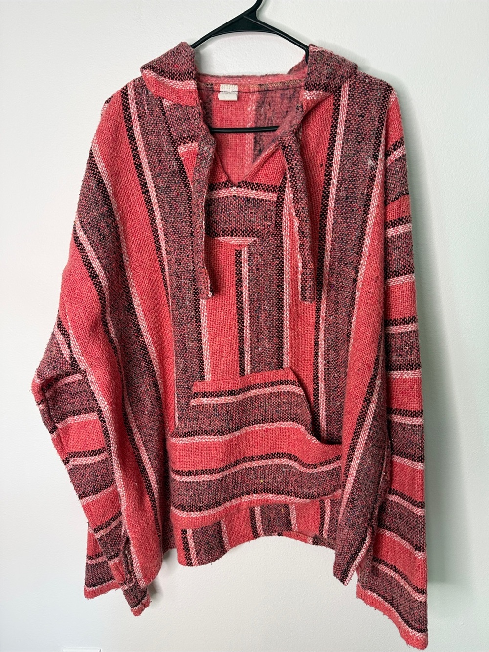Molina Baja Hoodie XL Salmon Woven Pullover Kangaroo Pocket Boho Surf Baja